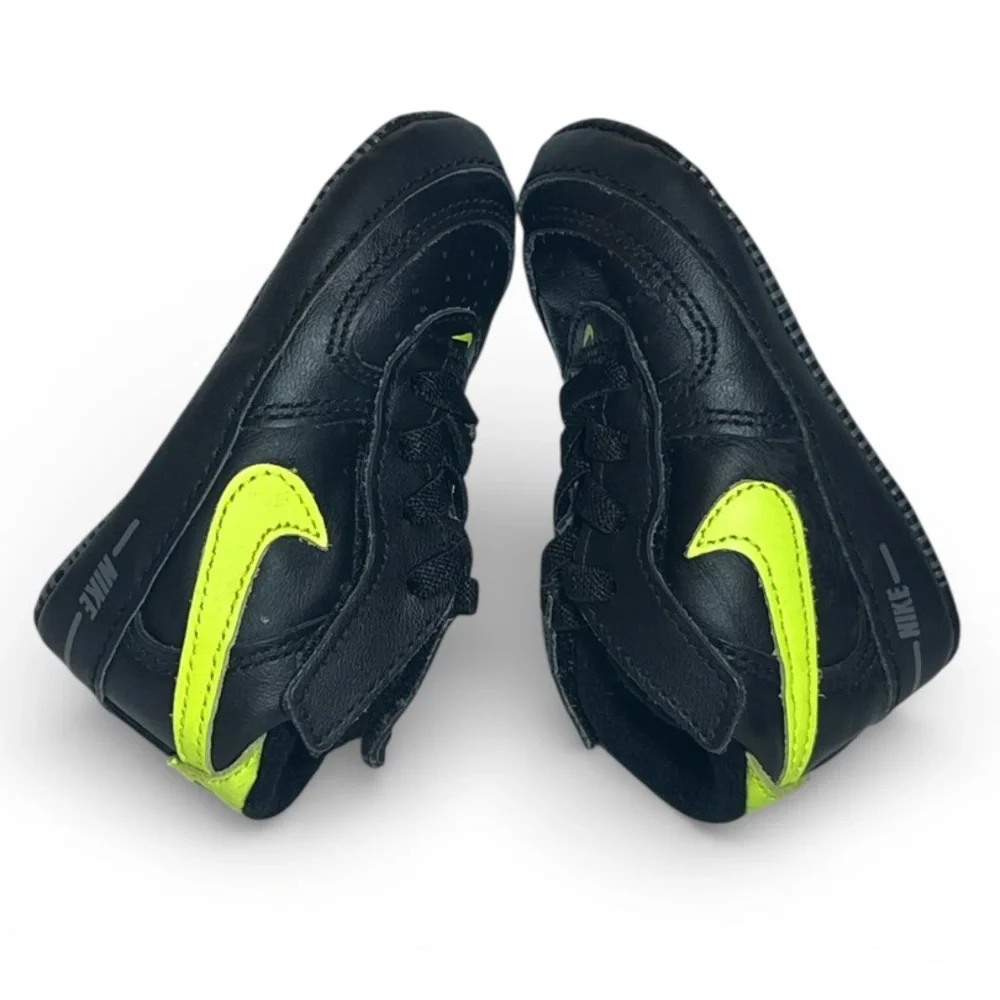 Nike Baby/Walker Black Sneakers with Neon Yellow Swoosh